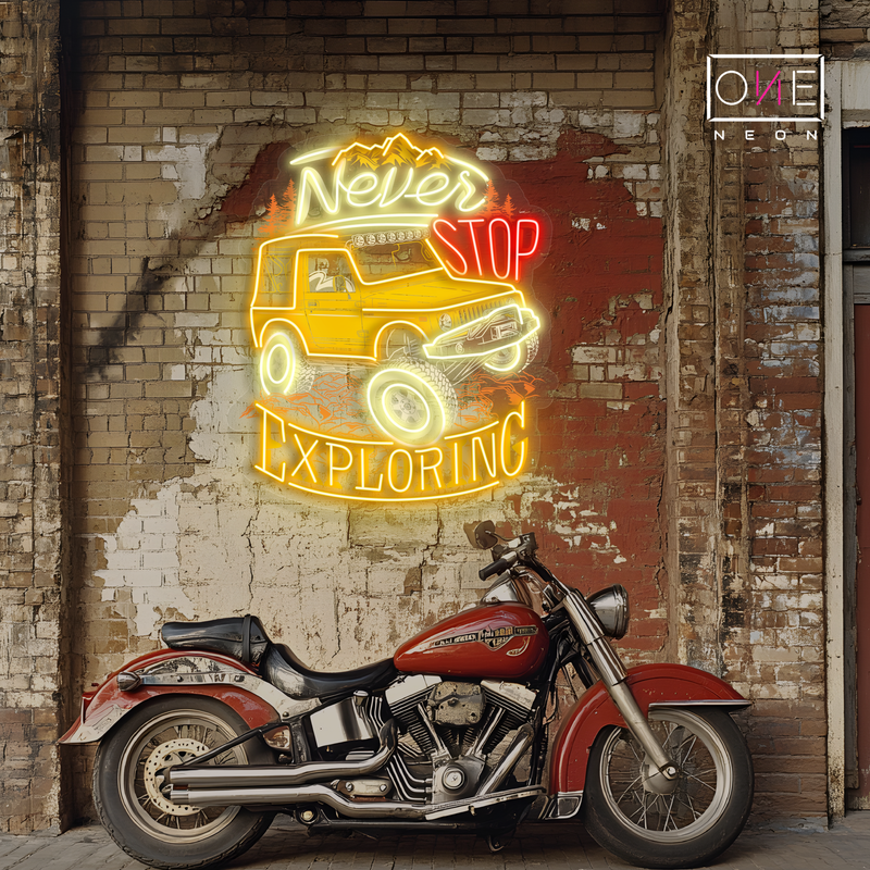 Enseigne néon LED "Never Stop Exploring Artwork"