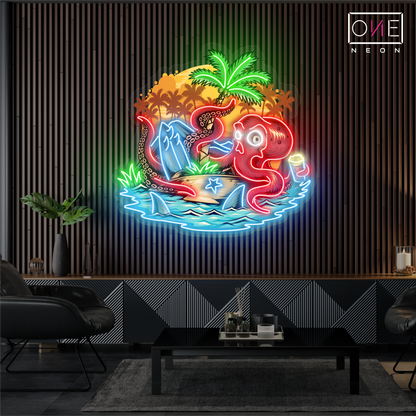 Enseigne néon LED artistique Île aux pieuvres