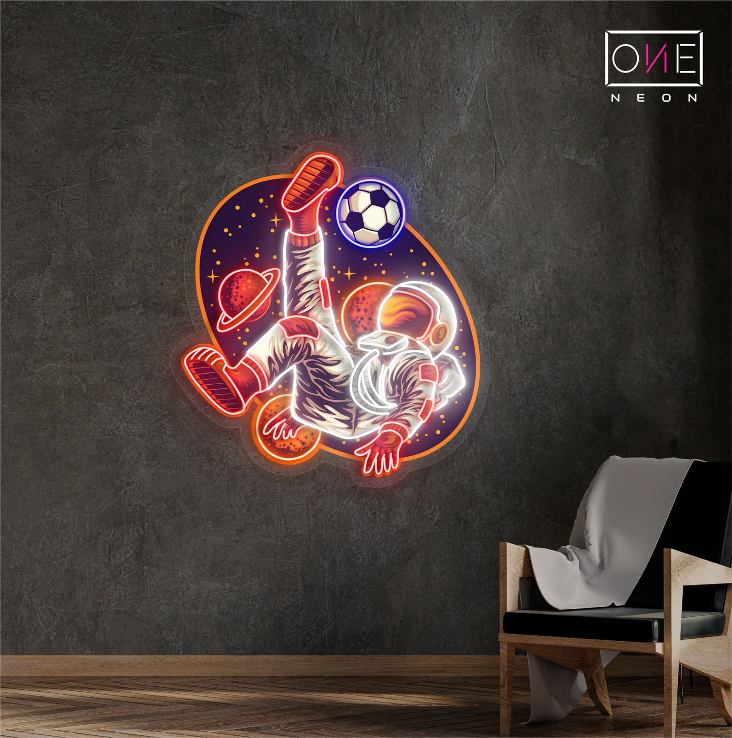 Enseigne néon LED Football Astronautique