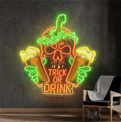 Enseigne néon LED "Trick Or Drink"