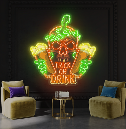 Enseigne néon LED "Trick Or Drink"