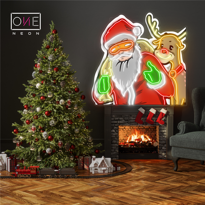 Enseigne LED Néon Duo Père Noël & Rudolph