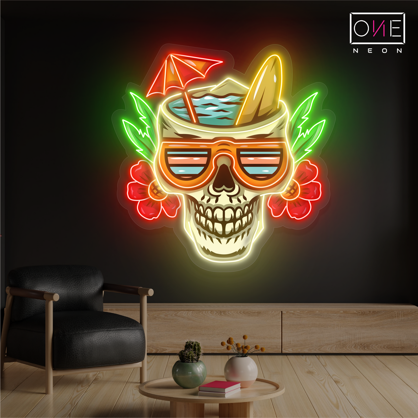Enseigne néon LED décorative "Île aux Crânes"