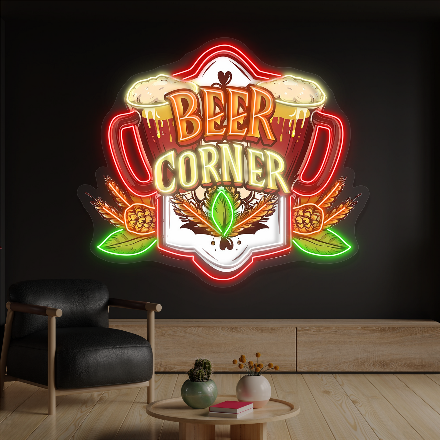 Enseigne lumineuse LED néon Coin Bière