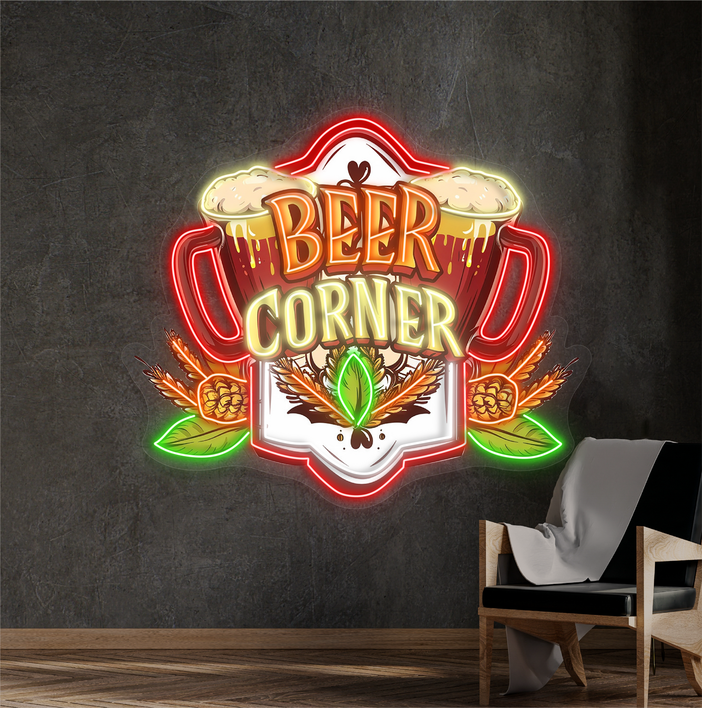 Enseigne lumineuse LED néon Coin Bière