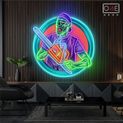 Enseigne néon LED Chainsaw Zombie Artwork