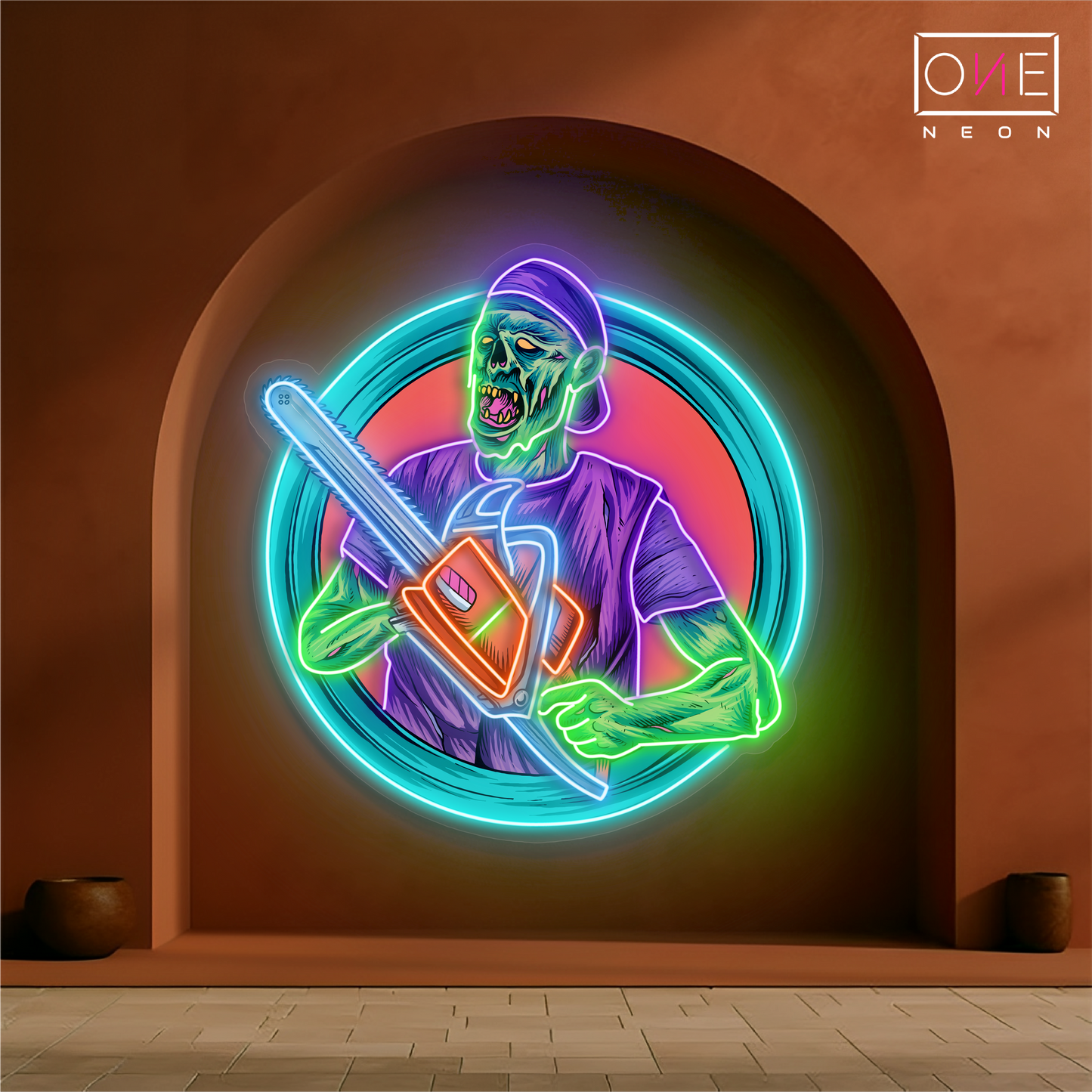 Enseigne néon LED Chainsaw Zombie Artwork