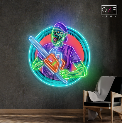 Enseigne néon LED Chainsaw Zombie Artwork