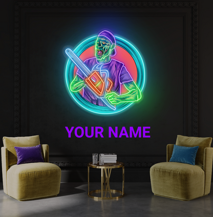 Enseigne néon LED Chainsaw Zombie Artwork