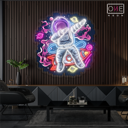 Enseigne Néon LED Artwork Astronaute Dabbing