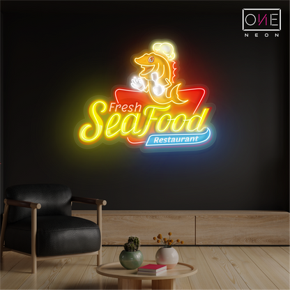 Enseigne lumineuse LED néon pour restaurant de fruits de mer