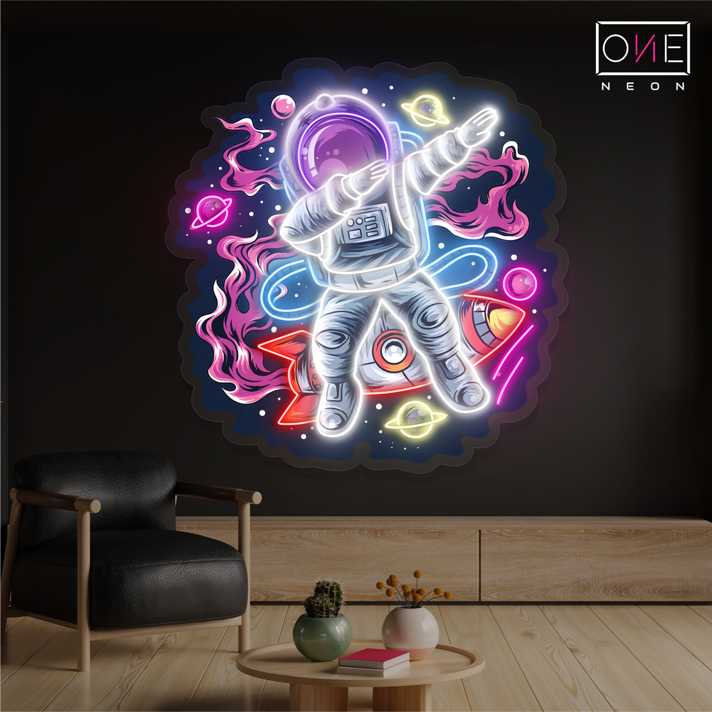 Enseigne Néon LED Artwork Astronaute Dabbing