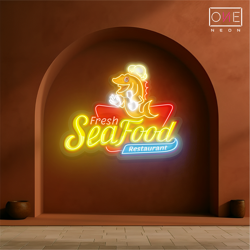 Enseigne lumineuse LED néon pour restaurant de fruits de mer