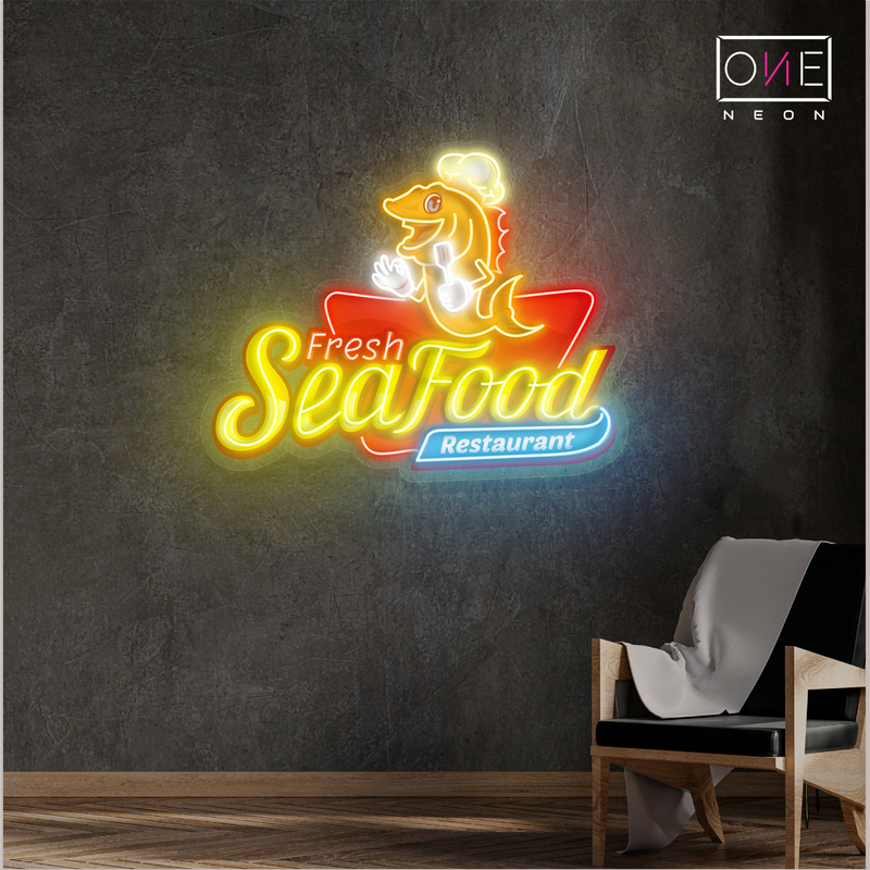 Enseigne lumineuse LED néon pour restaurant de fruits de mer