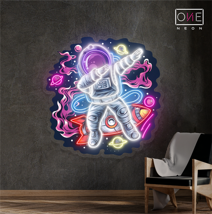 Enseigne Néon LED Artwork Astronaute Dabbing