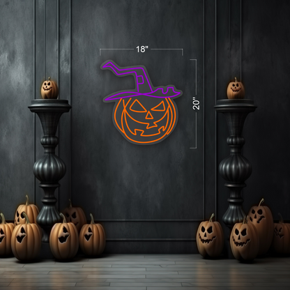 Pumpkin Witch Hat LED Neon Sign