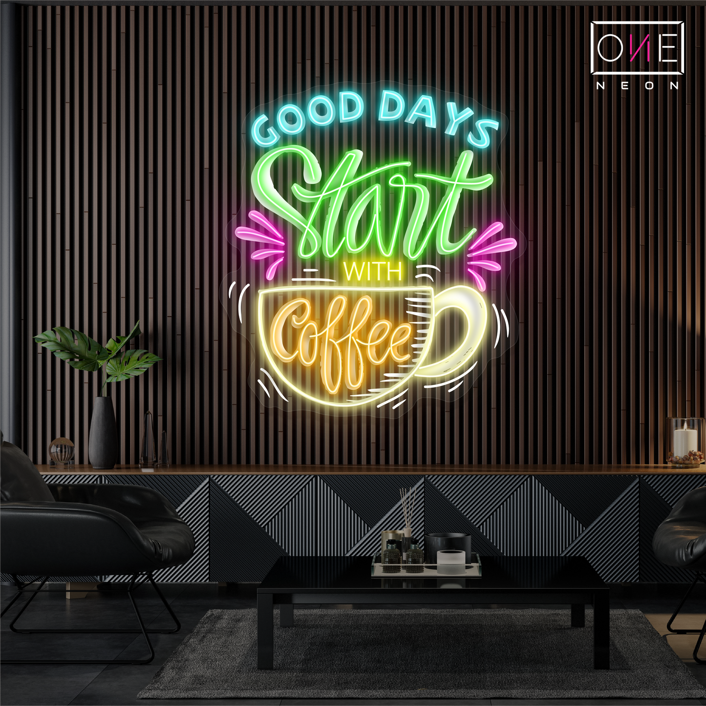 Bonnes Journées Commencent Avec un Café Oeuvre D'art Enseigne Néon Led
