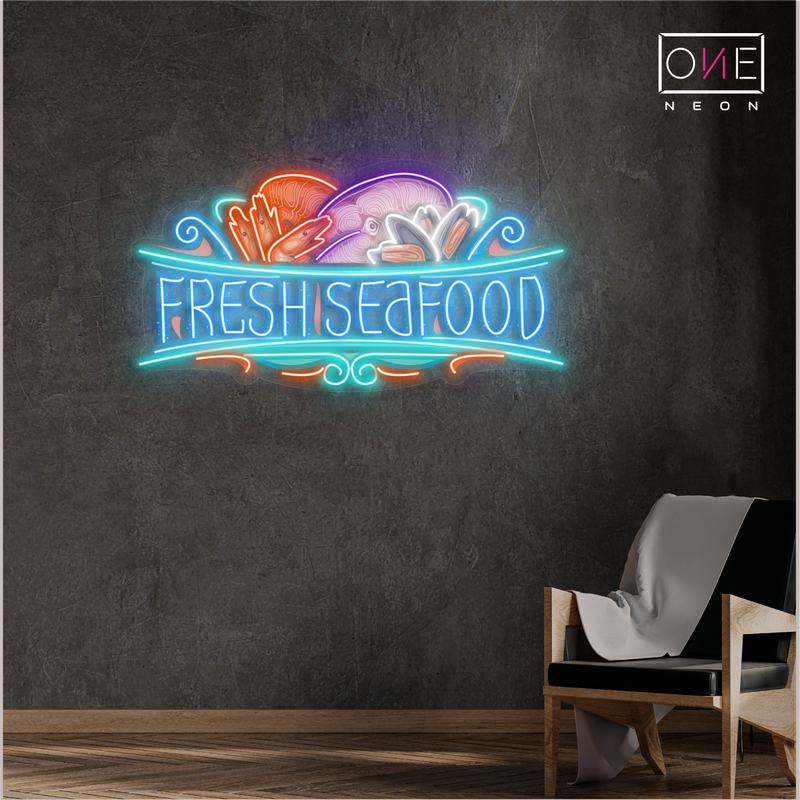 Enseigne néon LED Fruits de Mer Frais