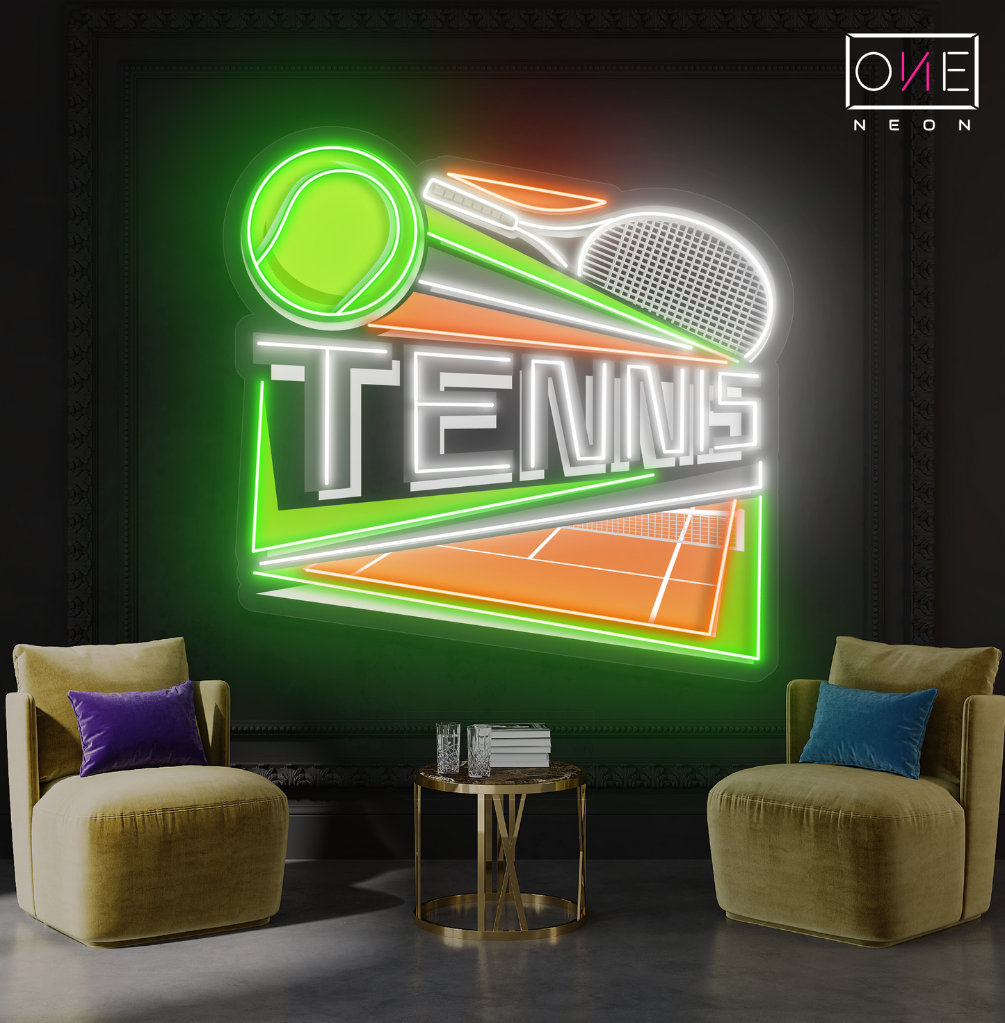 Enseigne lumineuse LED néon Court Side Tennis Artwork