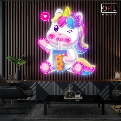 Enseigne néon LED licorne Bubble Tea