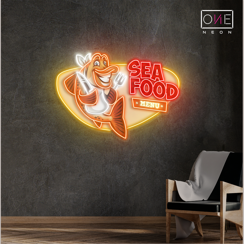 Enseigne néon LED artistique de fruits de mer