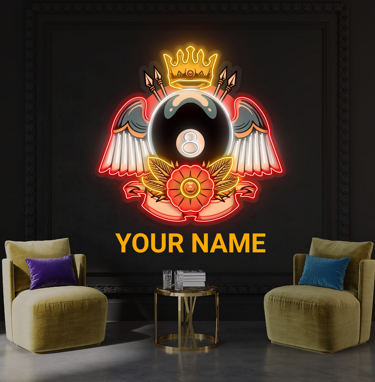 Enseigne lumineuse LED néon Queen Billiard Artwork