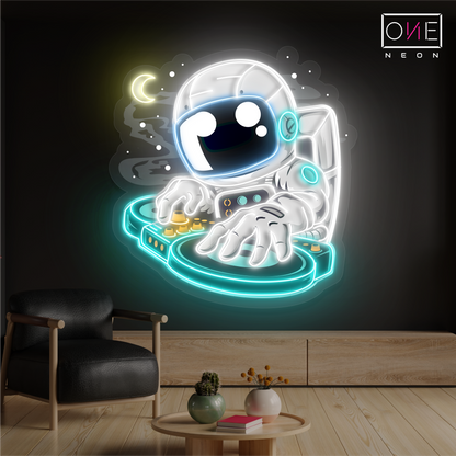 Enseigne néon LED Astronaute DJ Artwork