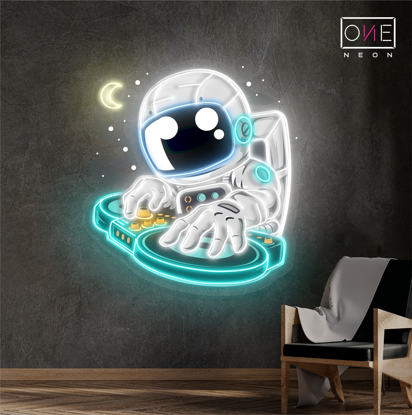 Enseigne néon LED Astronaute DJ Artwork