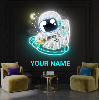Enseigne néon LED Astronaute DJ Artwork