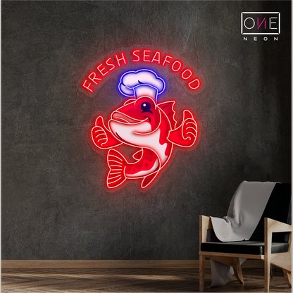 Enseigne néon LED Fruits de Mer Frais