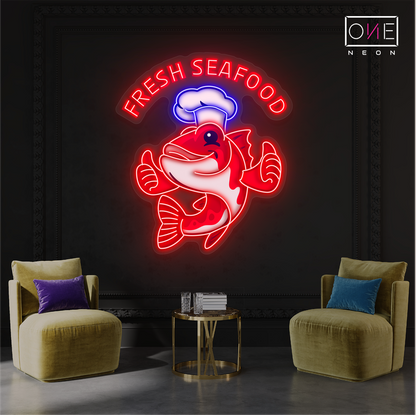 Enseigne néon LED Fruits de Mer Frais
