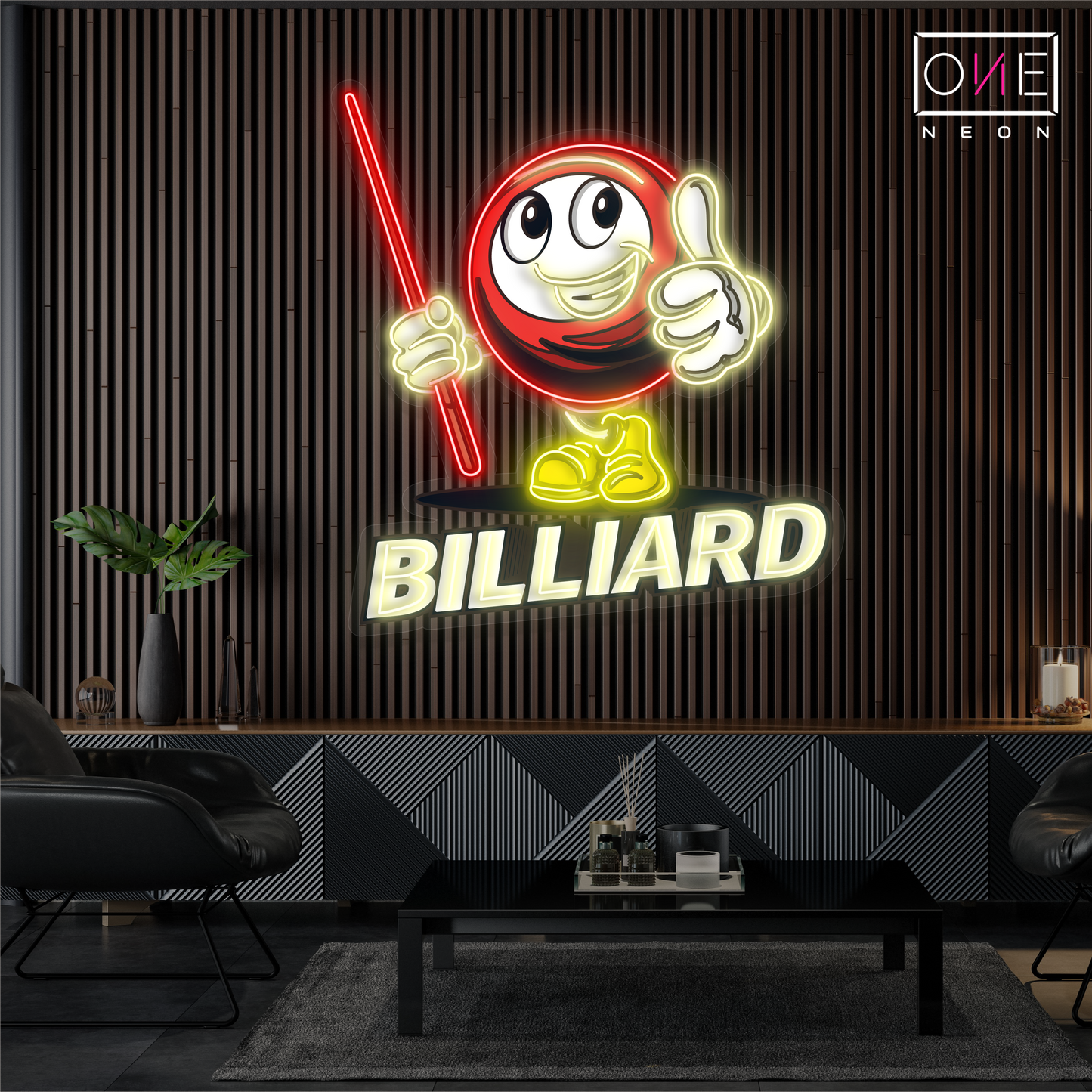 Enseigne néon LED œuvre d'art Billiard Buddy
