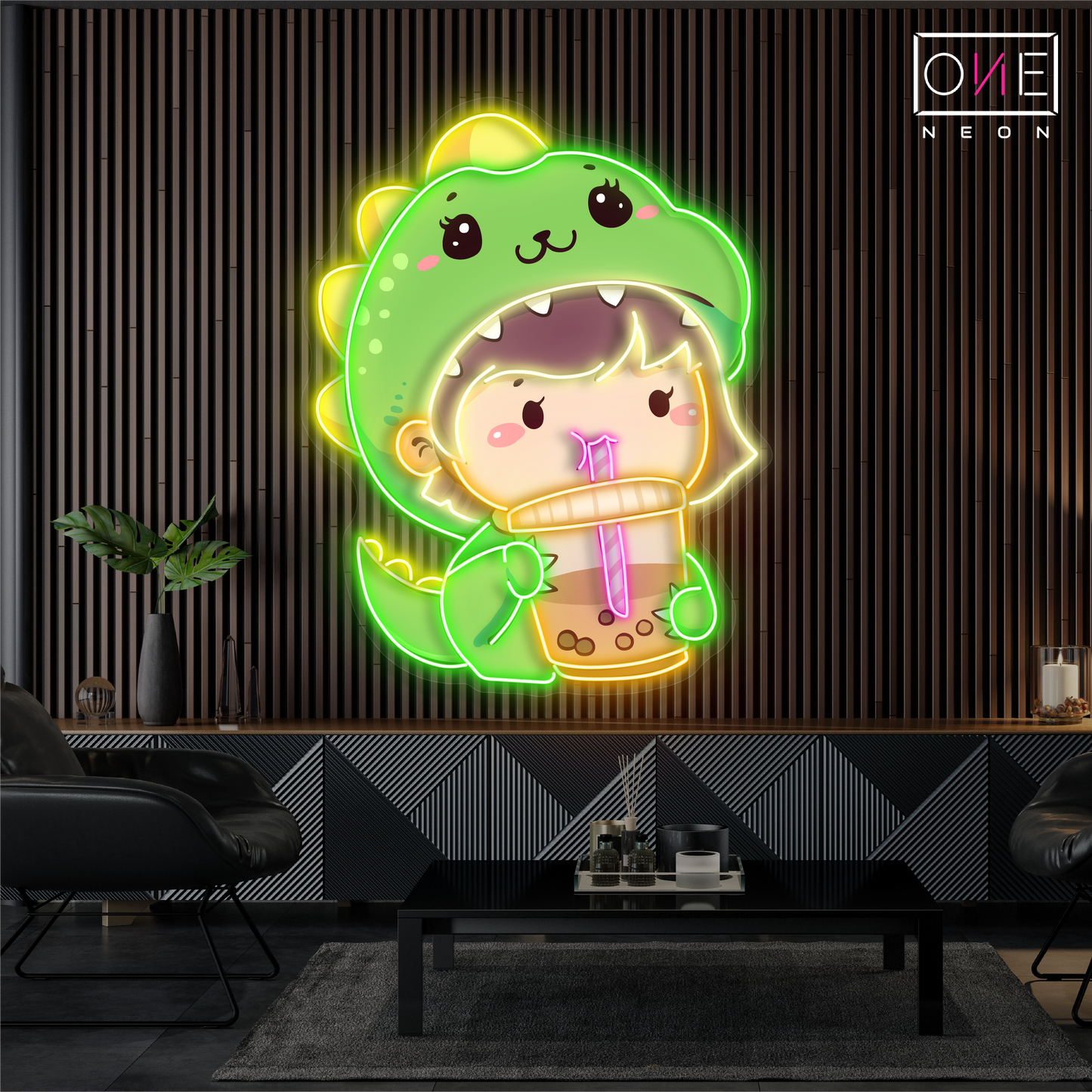 Enseigne lumineuse LED néon Dinosaures Mignons Boba