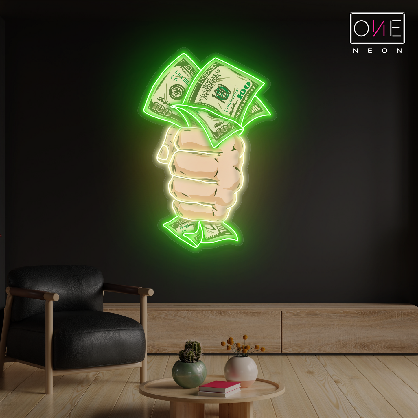 Enseigne lumineuse néon "Cash Grab Artwork"