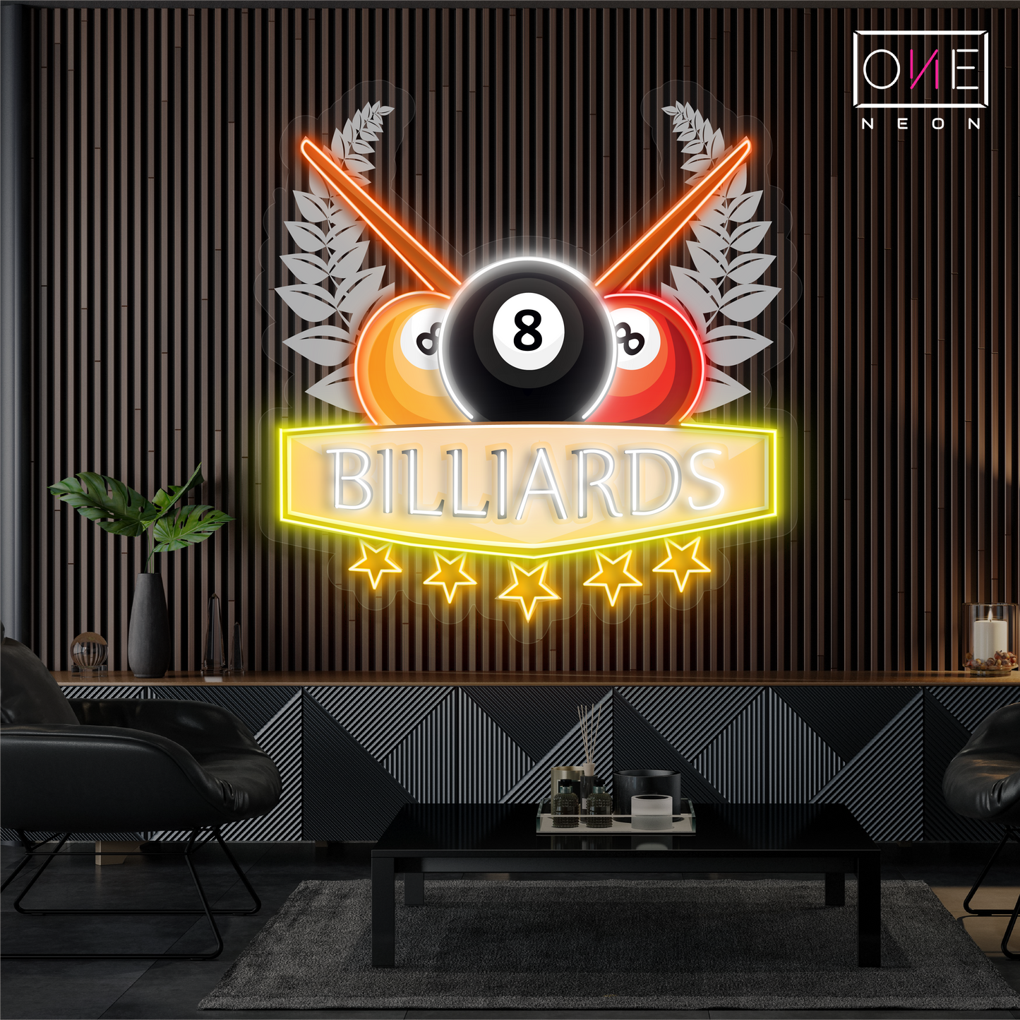 Enseigne LED néon décorative de billard Champion