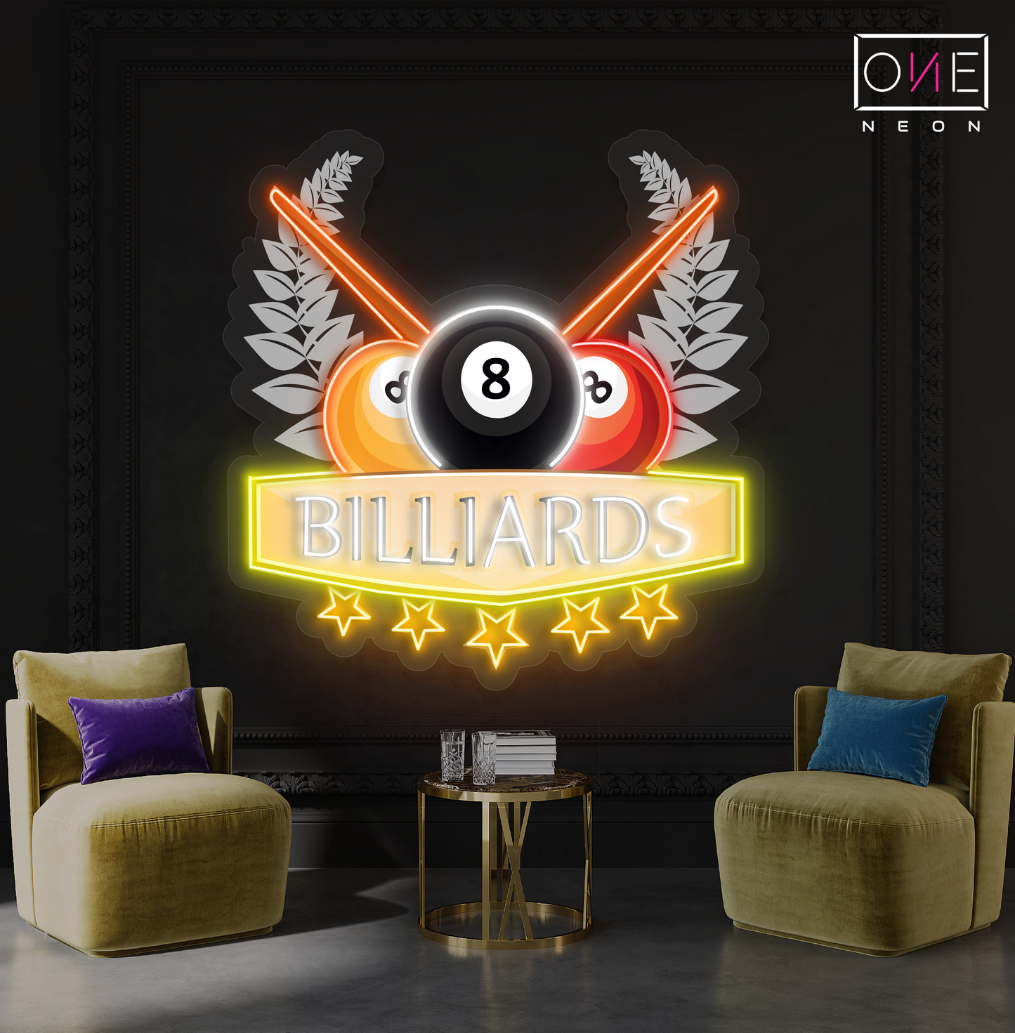 Enseigne LED néon décorative de billard Champion
