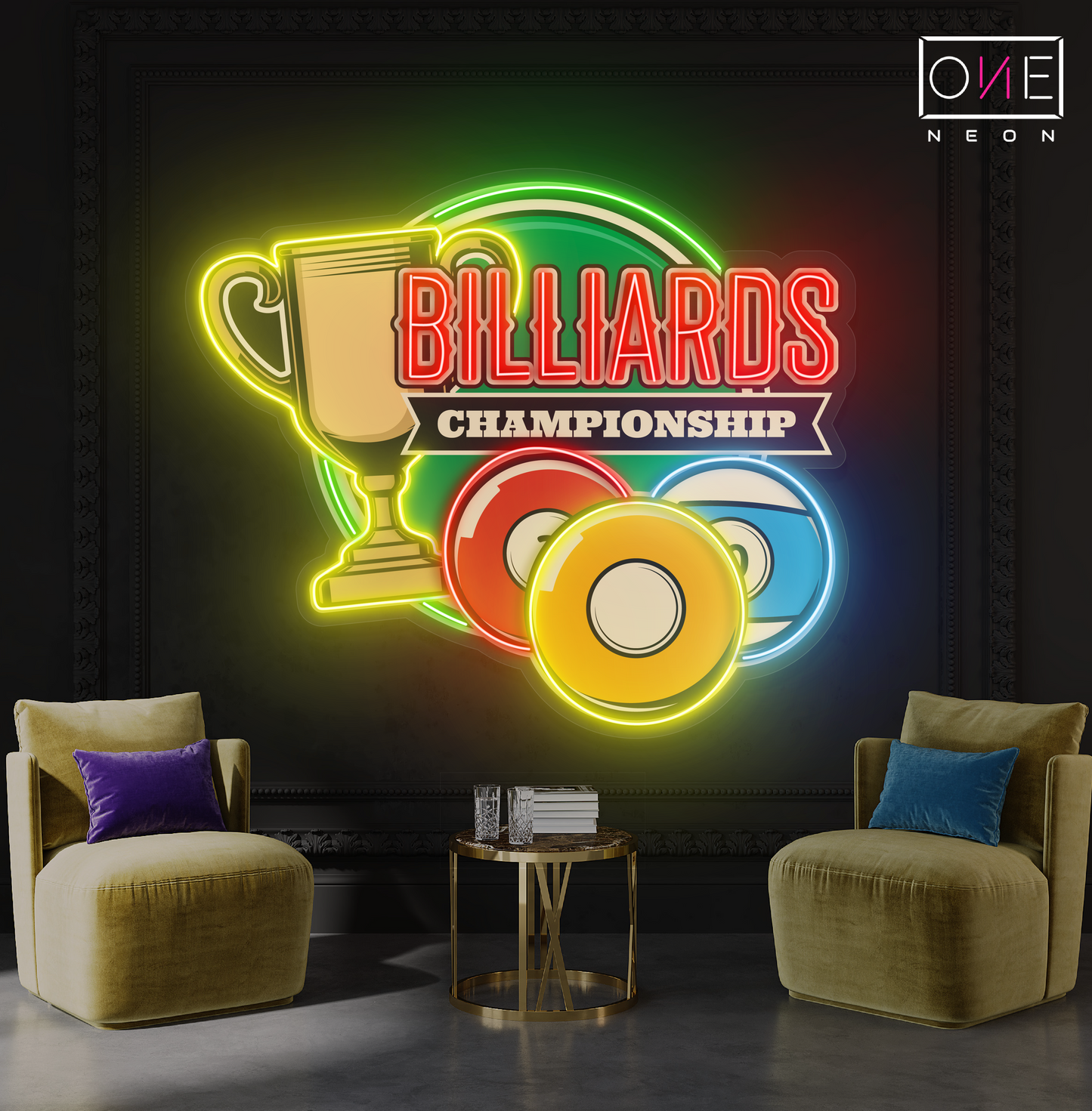 Enseigne Néon LED "Championnat de Billard"