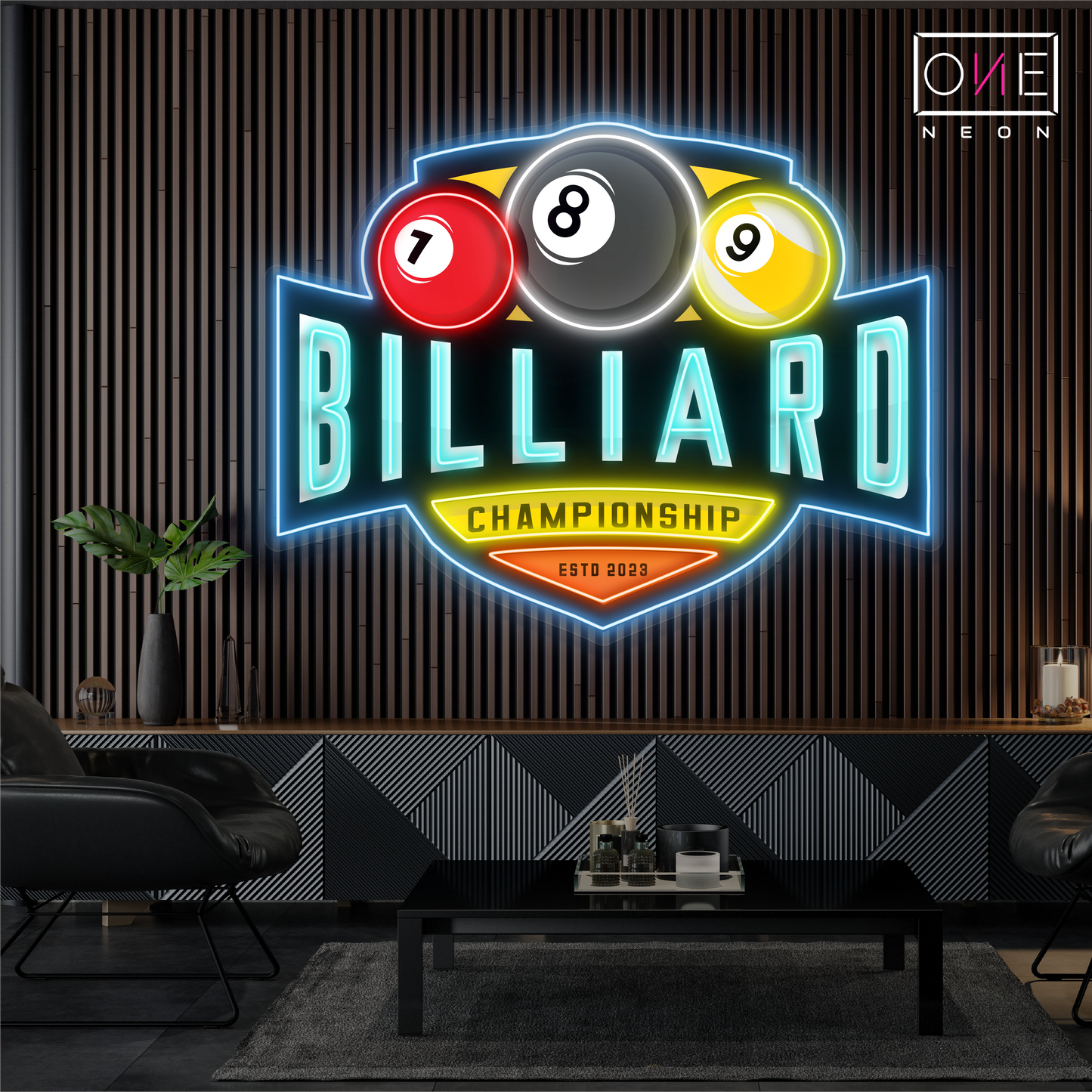 Enseigne néon LED œuvre d'art Billard Arena