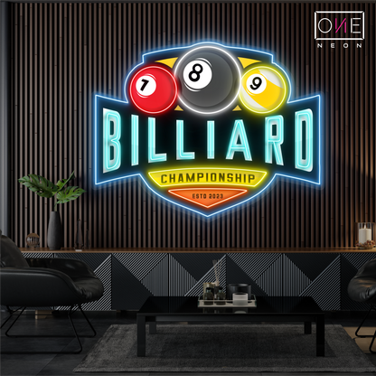 Enseigne néon LED œuvre d'art Billard Arena