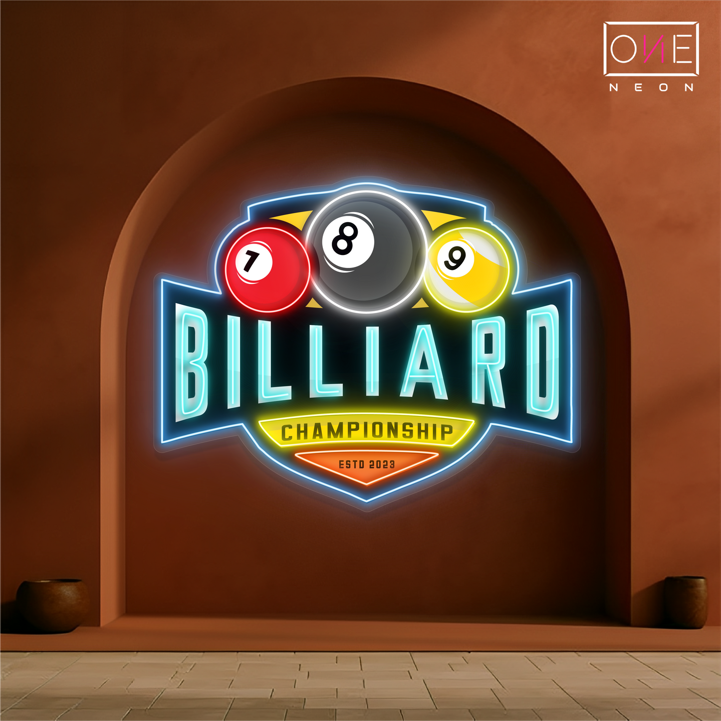 Enseigne néon LED œuvre d'art Billard Arena
