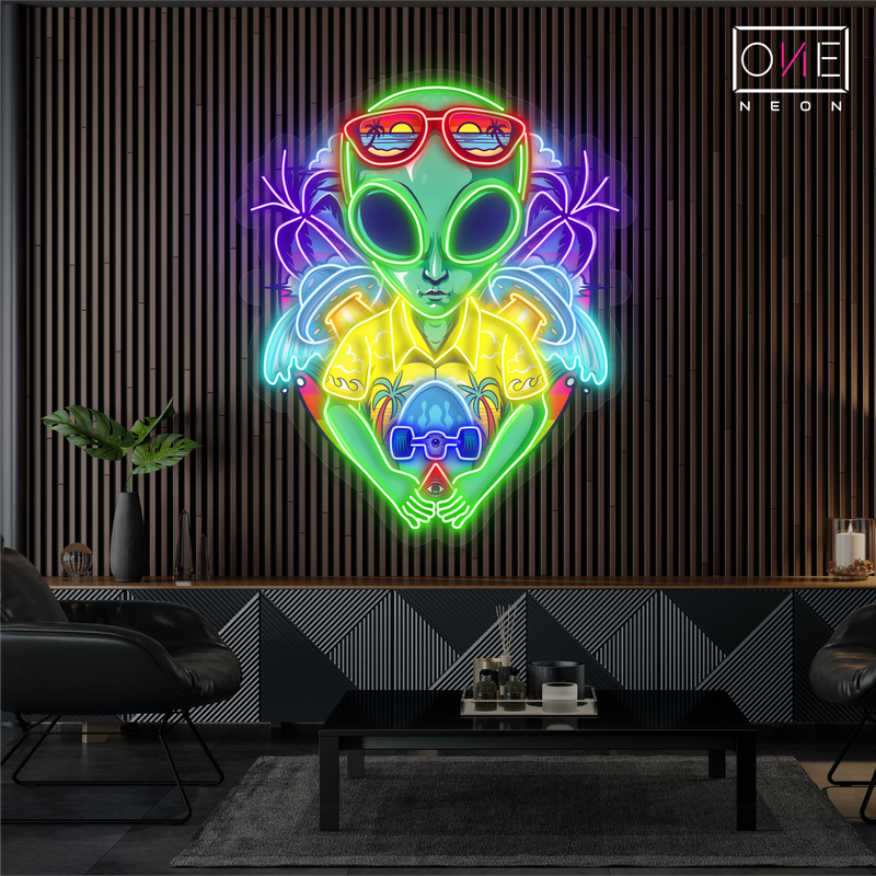 Enseigne néon LED "Alien touristes tropicaux"