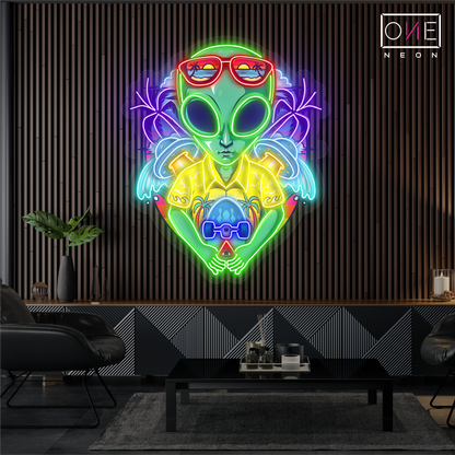 Enseigne néon LED "Alien touristes tropicaux"