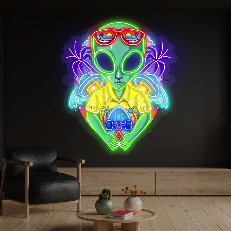 Enseigne néon LED "Alien touristes tropicaux"