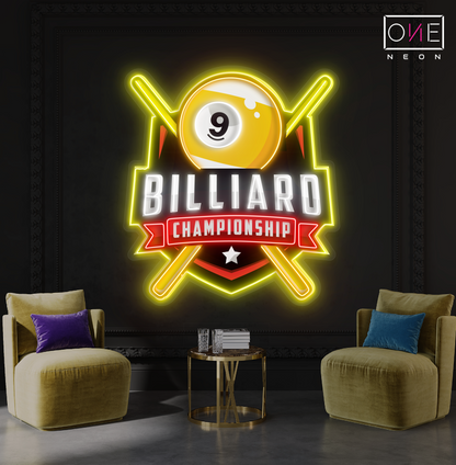 Enseigne néon LED Artwork Championnat de billard à 9 boules