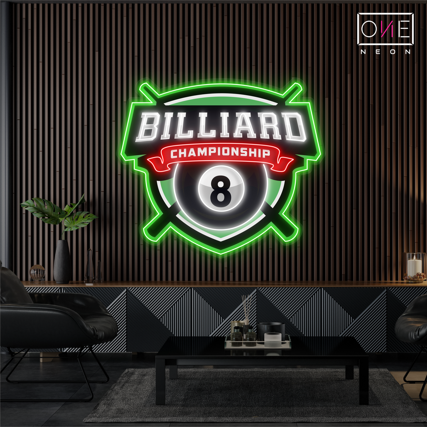 Enseigne lumineuse LED néon de billard 8 balles