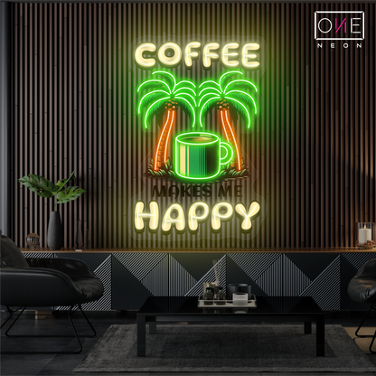 Enseigne néon LED "Coffee Happy"