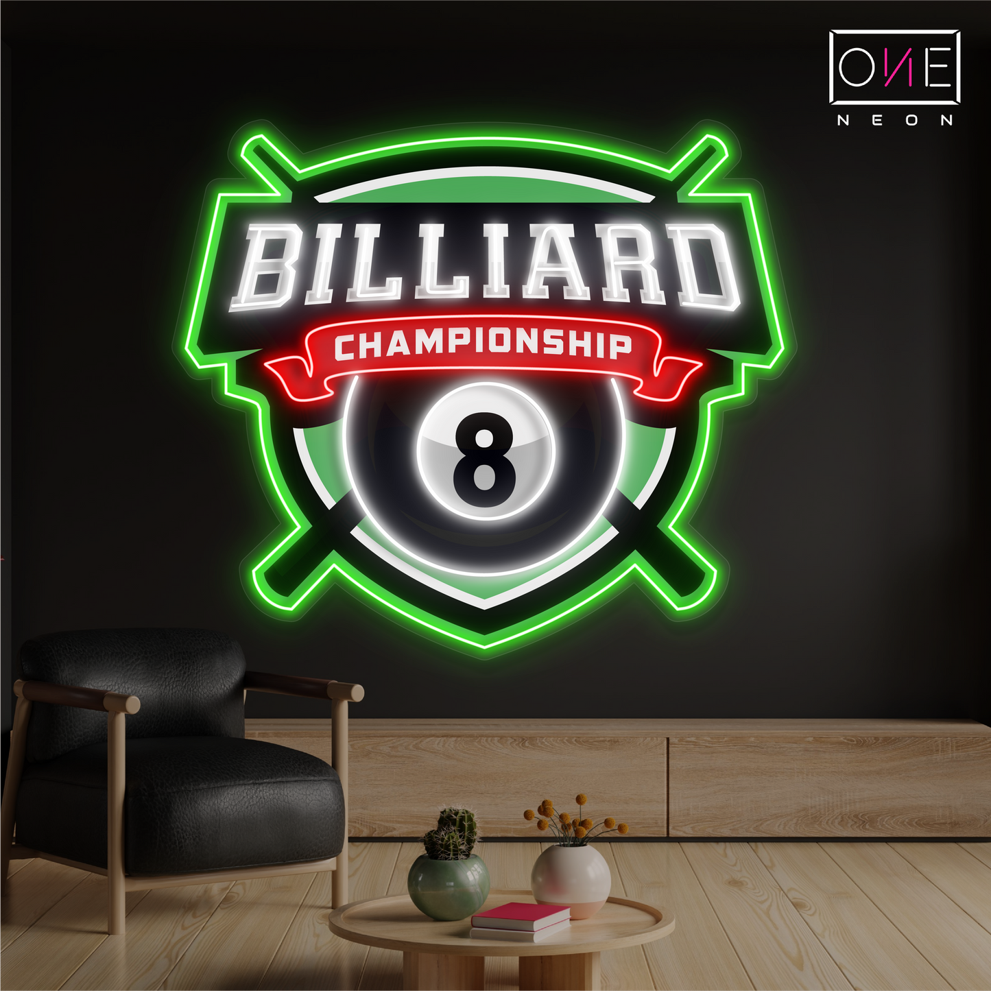 Enseigne lumineuse LED néon de billard 8 balles