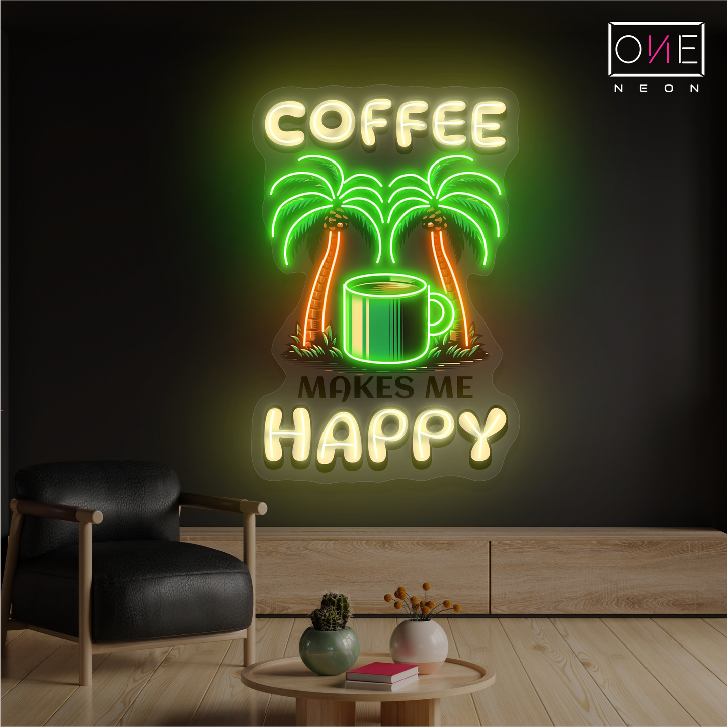 Enseigne néon LED "Coffee Happy"