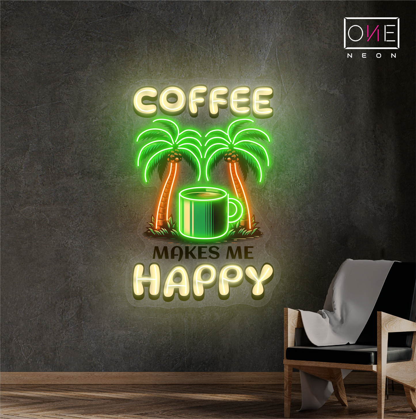 Enseigne néon LED "Coffee Happy"