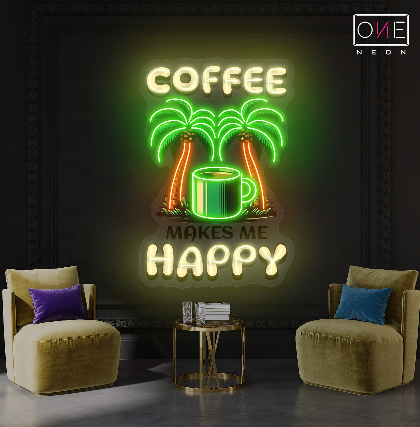 Enseigne néon LED "Coffee Happy"